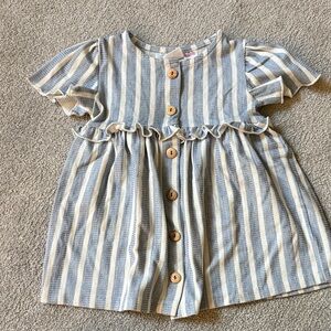 Zara Blue and White Striped Kids Casual Dress